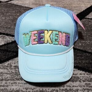 SIMPLY SOUTHERN GOLD SEQUINS RAINBOW RAISED WEEKEND MESH TRUCKER CAP HAT